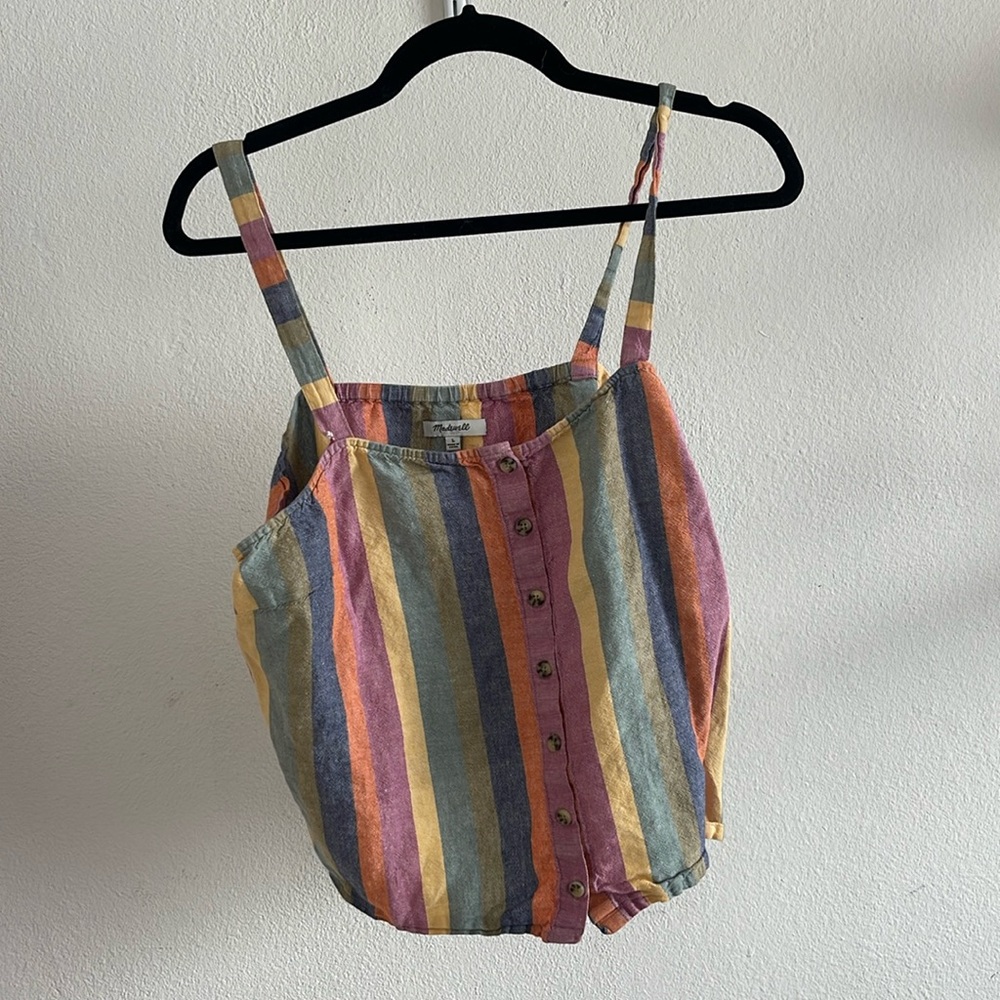 Madewell Large Rainbow Stripe Button-Front Tank T… - image 2